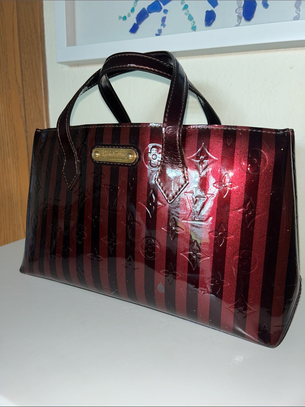 Louis Vuitton striped Rayures Wilshire vernis tote - Picture 2 of 11
